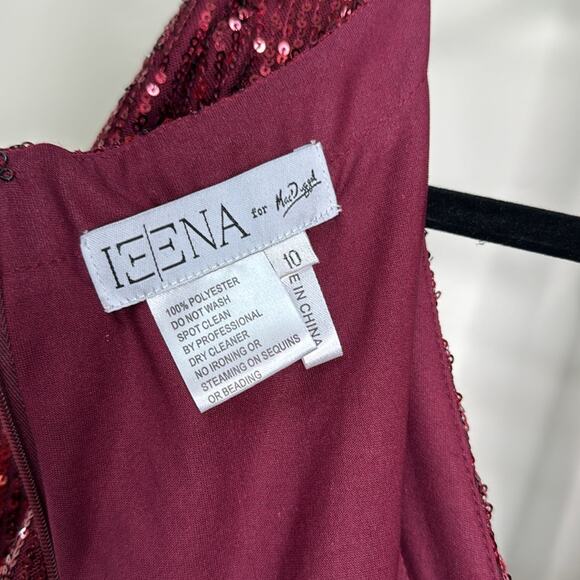NWT IEENA for MAC DUGGAL 26395 Wine Sequin Wrap Evening Gown Women’s - Picture 3 of 10